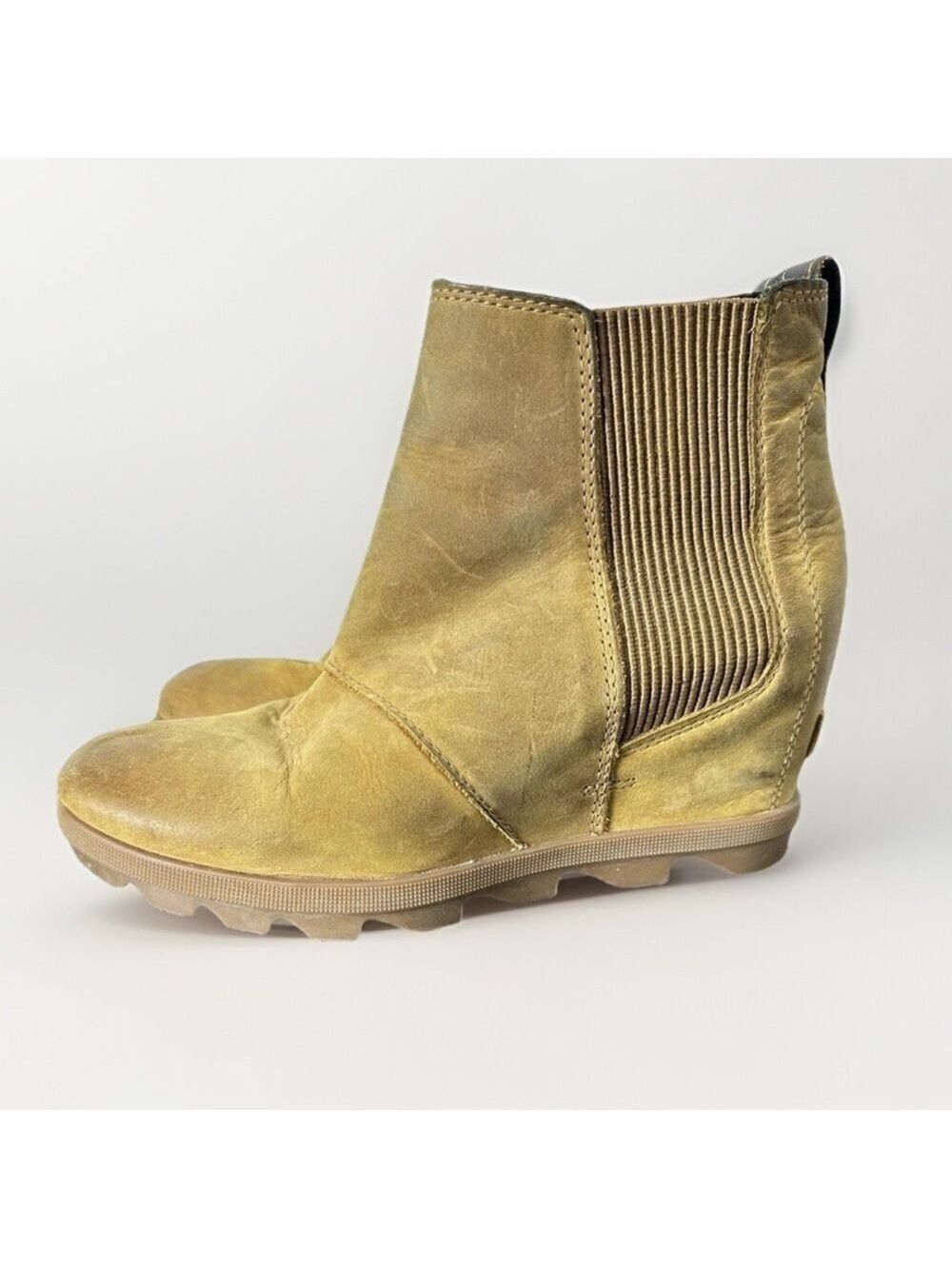 Sorel Joan of Arctic Hidden Wedge Tan Leather Boot Womens 8 Suede Waterproof